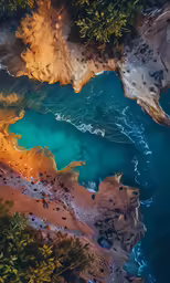 the water is very blue and clear from above