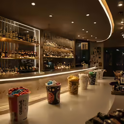 this is the bar at the sports club, with lots of bottles of soda