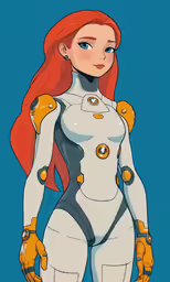 a drawing of an animated woman in robot suit