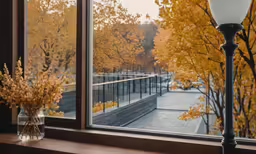 there is a large window view from the inside