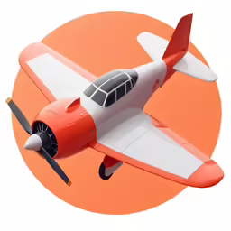 an orange and white airplane in front of a circle