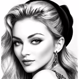 a girl with a large ear ring and a black hat