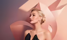 a blonde woman in a black dress