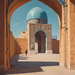 there is a domed building in the desert