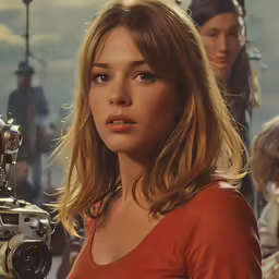 a woman holding a camera and posing for a picture