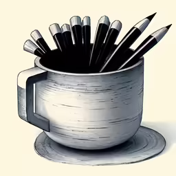 pencils sit in a large cup of a coffee mug