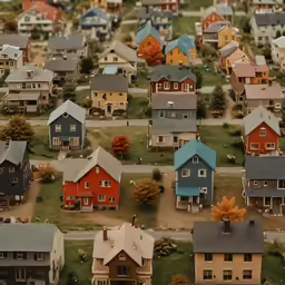 a bird - eye view of a group of residential homes