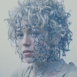 an image of a woman that has hair all over her face