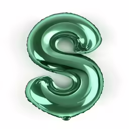 the letter s made out of glossy, shiny foil