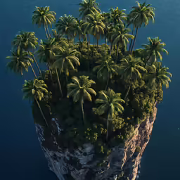 an island with palm trees growing on it