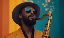 a close up of a man playing a saxophone