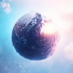 a view looking up at a spherical object