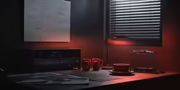 the dark room is filled with various items and things