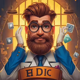 an illustration of a man with some dice in his hands
