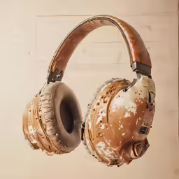 an old pair of headphones hanging from the wall