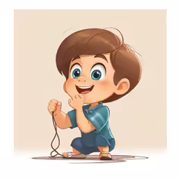 the little boy is playing with his toy