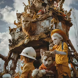 three children dressed as animals on a fairy land
