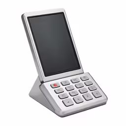 a cellphone is on display with an open screen