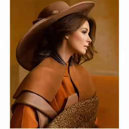 a beautiful woman with long hair wearing a hat