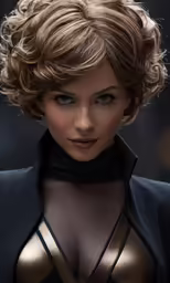 a beautiful woman wearing black with golden bra