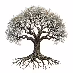a bare tree with no leaves is seen on the white background