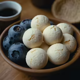 a bowl filled with blueberries and other fruits