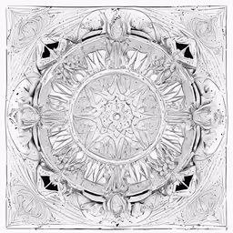 an intricate white square tile with a floral pattern