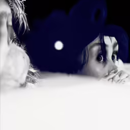 a woman laying down on a bed with the head of her hands over her face