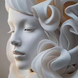 a woman with hair like a flower in her hair