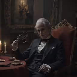 a person with a key in their hand and candles in the background