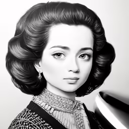 an old black and white photo of a woman with a large hairbrush