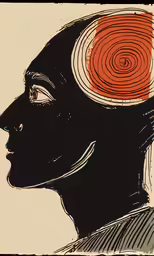 an illustration of an egyptian man with his head in a spirally design