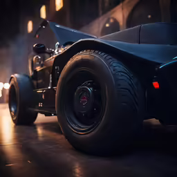 the vehicle has wheels and tires that are slightly flat