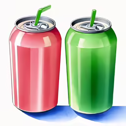two colorful beverages with straws next to each other