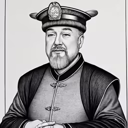 a drawing of a man in a dress uniform
