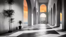the sun is setting in the sky over a building