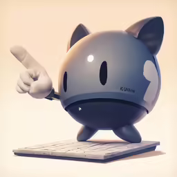 a cartoon cat laying on top of a keyboard
