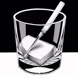 a glass with some food in it and a metal spoon in the top