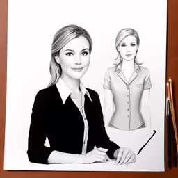 a drawing of two girls in shirting clothes, one with her arm around her shoulders