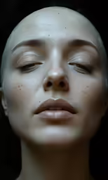 a young woman with freckles on her face