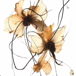 flowers in the corner of two long stem stems
