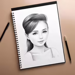 a drawing of a girl with bangs and a bun