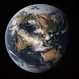 the earth is dark with some white clouds