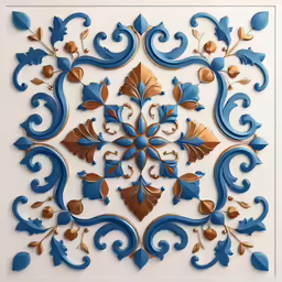 blue and gold paper cutting art piece