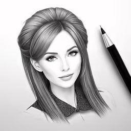 an artistic drawing of a woman with long hair