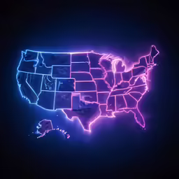 colorful digital illustration of the usa as seen in the dark