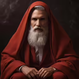 a man in a red cape and robes
