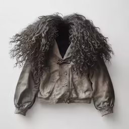 a white jacket with a large hair on it