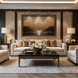 a nice living room with elegant white furniture