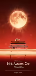 a man sitting on top of a bench under a full moon